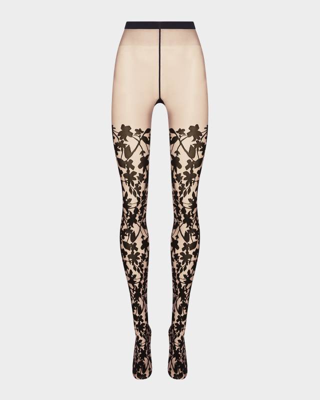 Graphic Flower Matte Tights, 20 Denier
